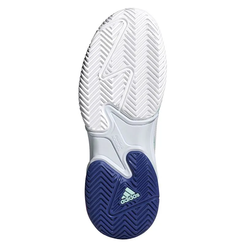 Adidas Barricade 13 All Court Tennis Shoe (Mens) - White/Lucid Blue/Flash Aqua Canvas Upper Slim Shape