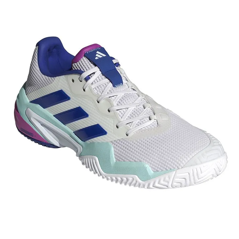 Adidas Barricade 13 All Court Tennis Shoe (Mens) - White/Lucid Blue/Flash Aqua streamlined look Supportive Design