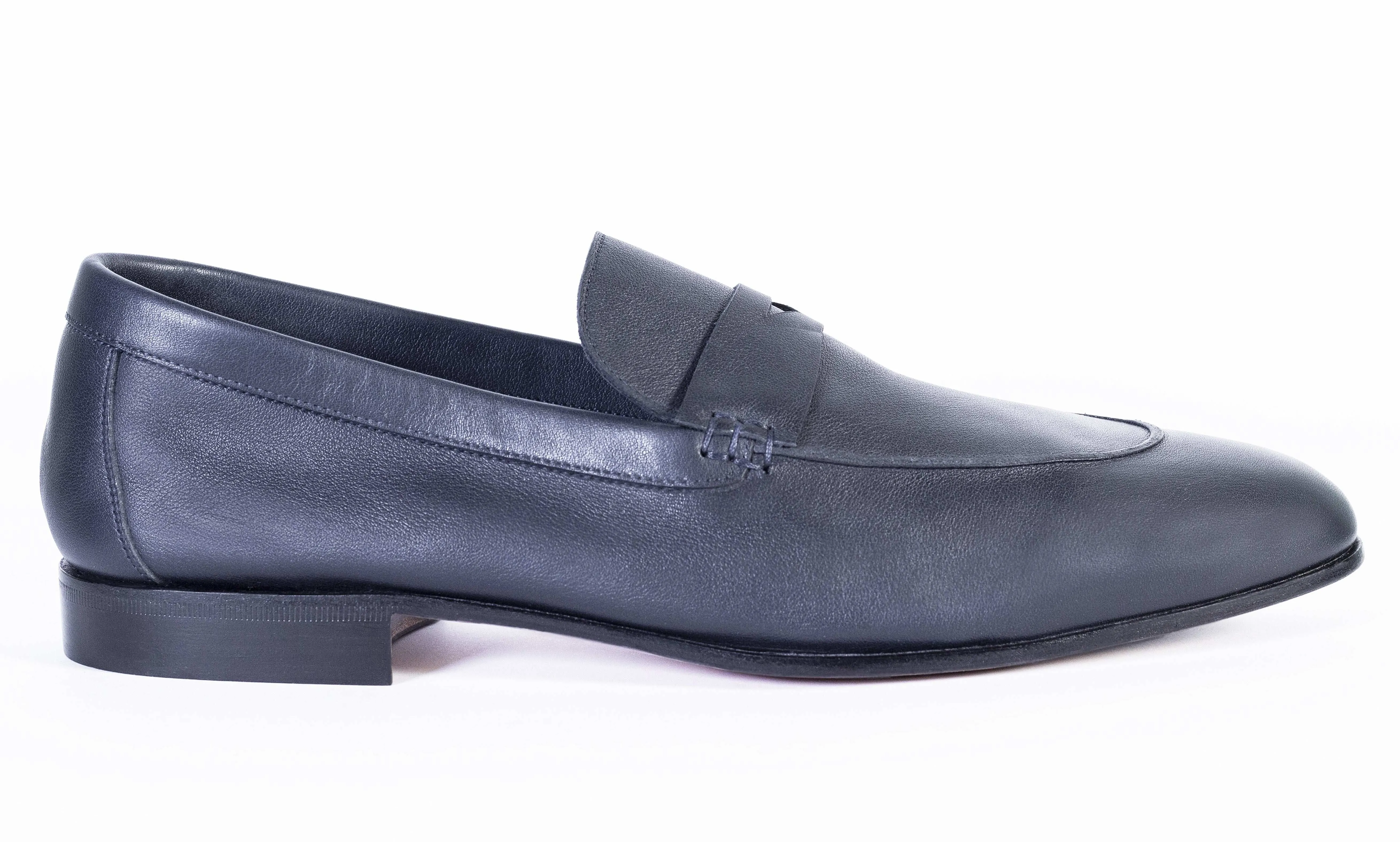 LOAFER UNLINED WITH PENNY STRAP CALF LEATHER BLU Running Inspired