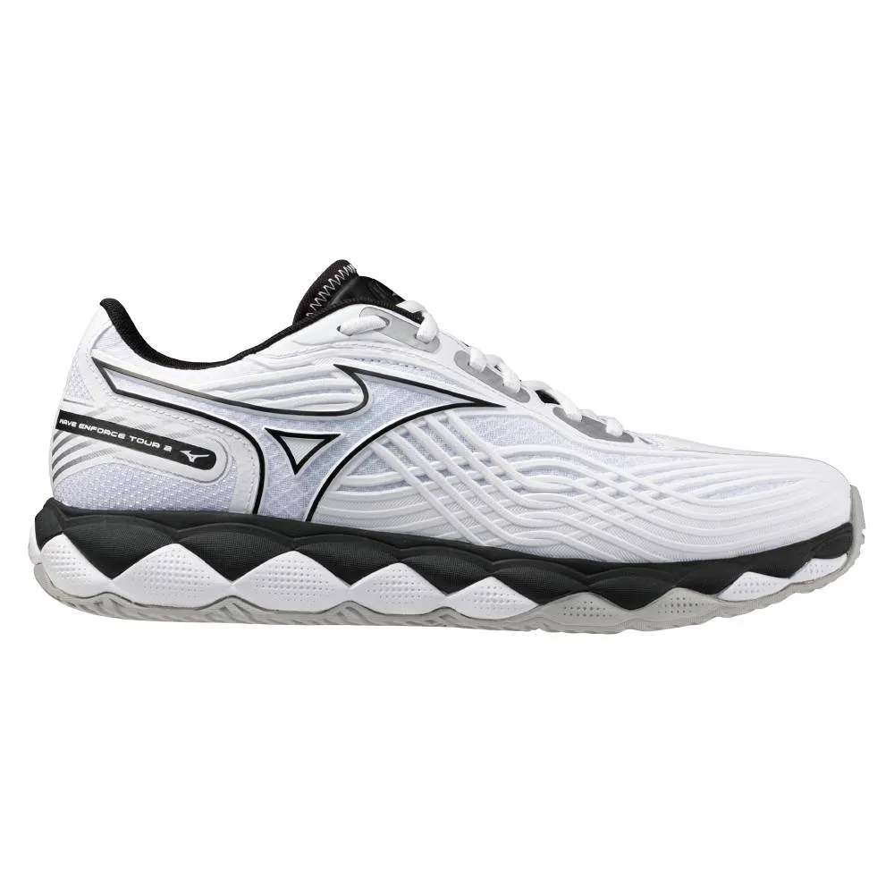 Mizuno Wave Enforce Tour 2 AC Men's Tennis Shoe (White/Black) Dry Lining