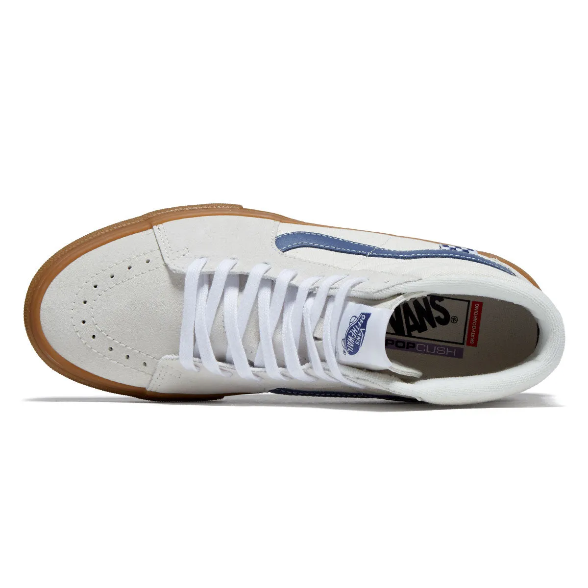 Slip Resistant Flat Surface Vans Skate Sk8-hi Shoes - Marshmallow/Blue/Gum