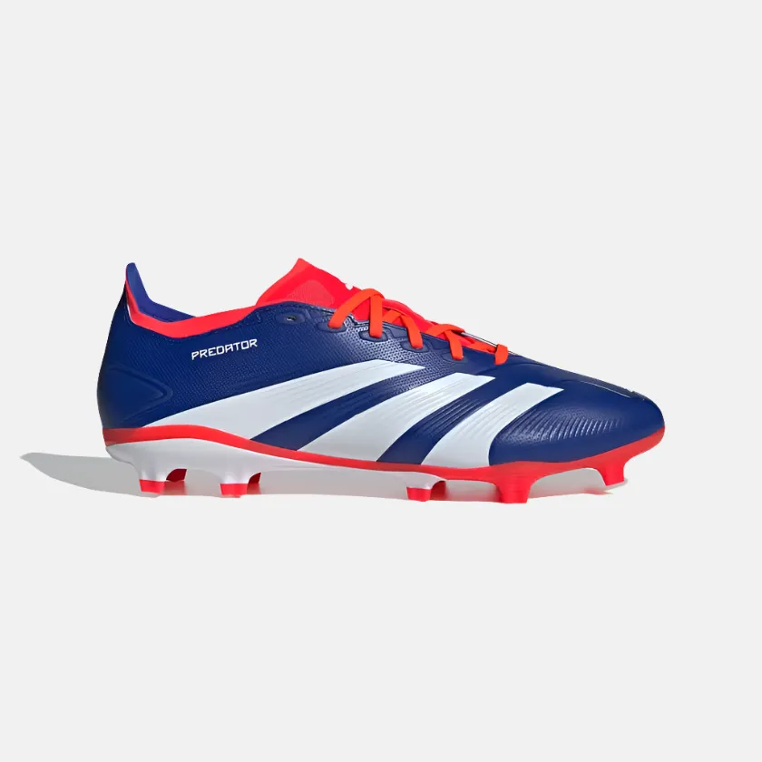 Match Mode Youth Fit Adidas Predator League Firm Ground Men's Football Shoes -Lucid Blue/Cloud White/Solar Red