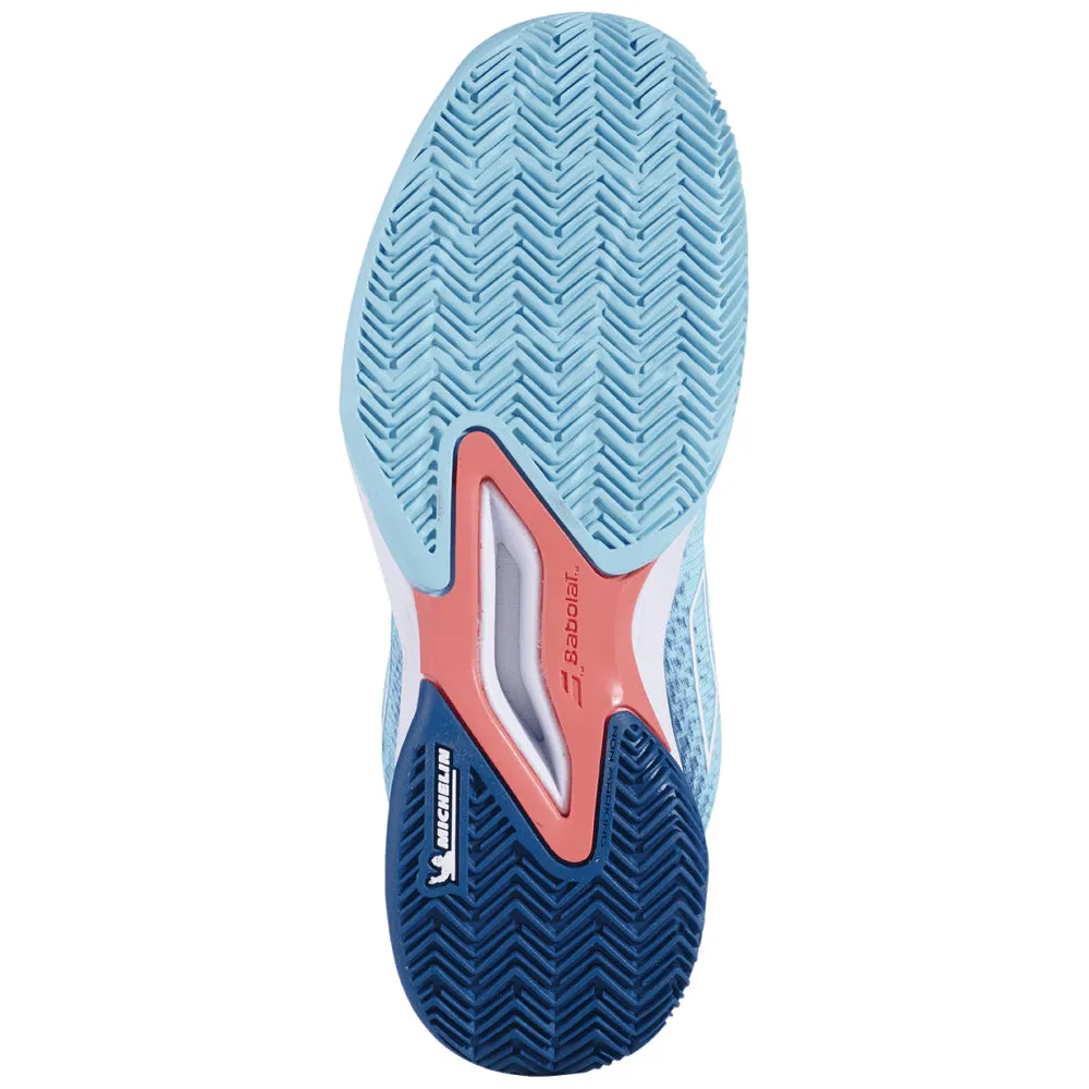 Babolat Jet Mach 3 Clay Court Tennis Shoes (Boys) - Angel Blue Functional Mesh Memory Foam
