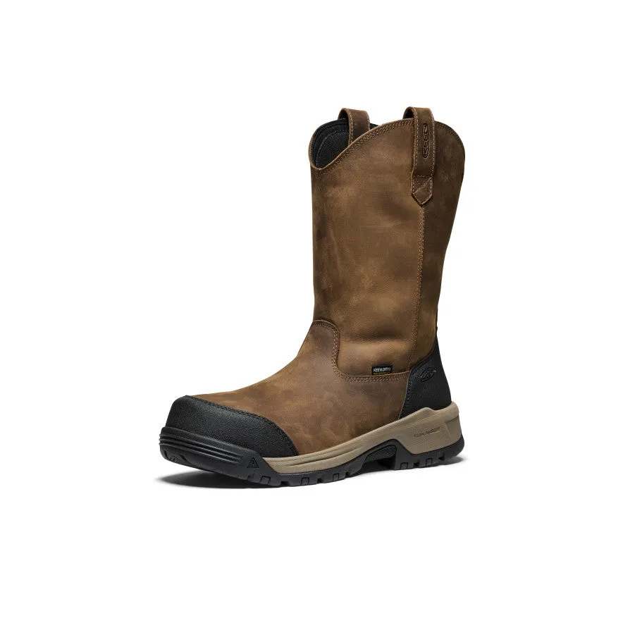Men's Evanston Pull-On Waterproof Boot (Carbon Toe)  |  Bison/Black Backpacking Trail Mountain Climb