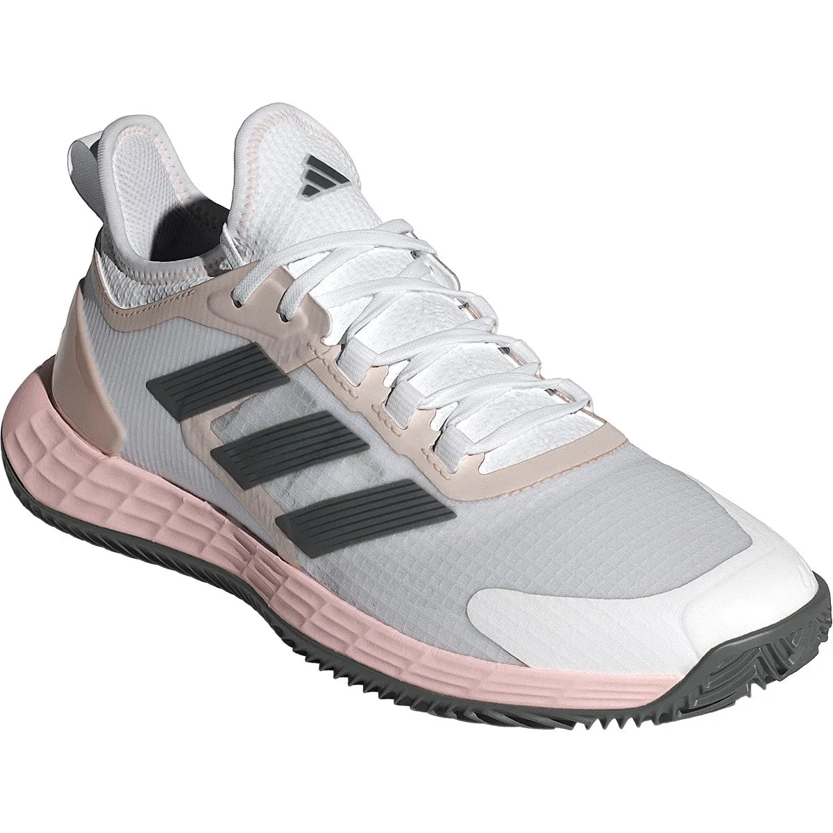 Sport Mode Lace Closure Adidas Ubersonic 4.1 Clay Court Tennis Shoes (Ladies) - White/Grey Four/Sandy Pink Metallic