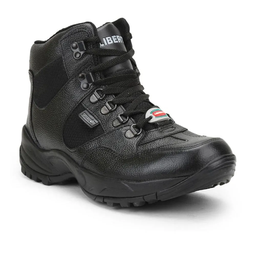 Freedom Casual (Black) Defence Hiking/Trekking Ankle Shoes SHAURYA By Liberty Rock Grip Comfort Cushion