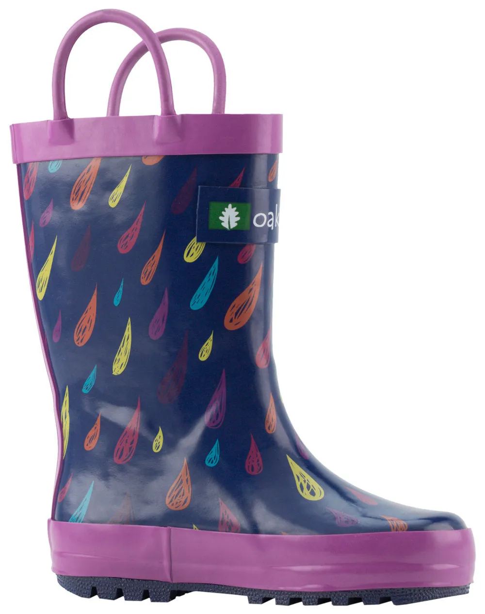 Quick Weather Fit Heavy Rainfall Colorful Raindrops Loop Handle Rubber Rain Boots