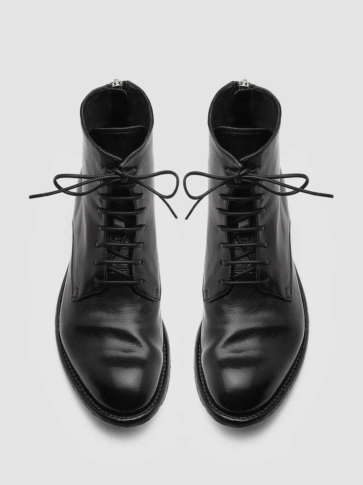 LEXIKON 123 - Black Zipped Leather Ankle Boots Ventilated