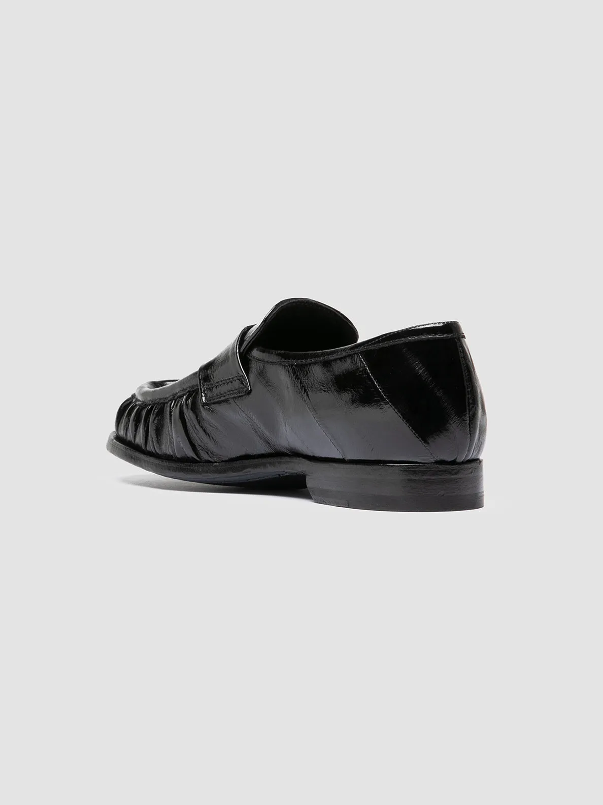 Synthetic Upper Comfort Wedge SOLITUDE 107 - Black Leather Penny Loafers
