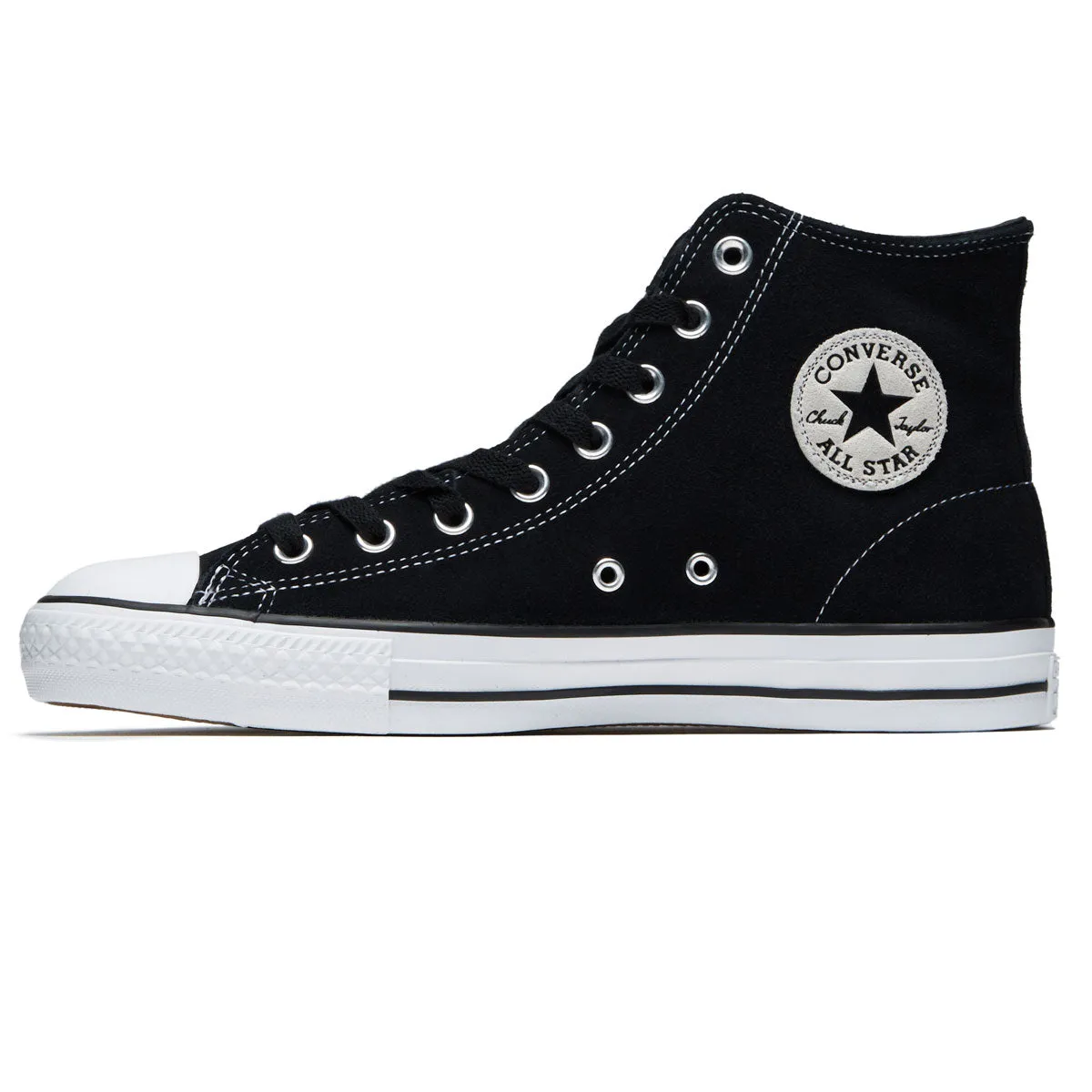 Ground Force Elastic Stretch Converse Chuck Taylor All Star Pro Hi Shoes - Black/Black/White