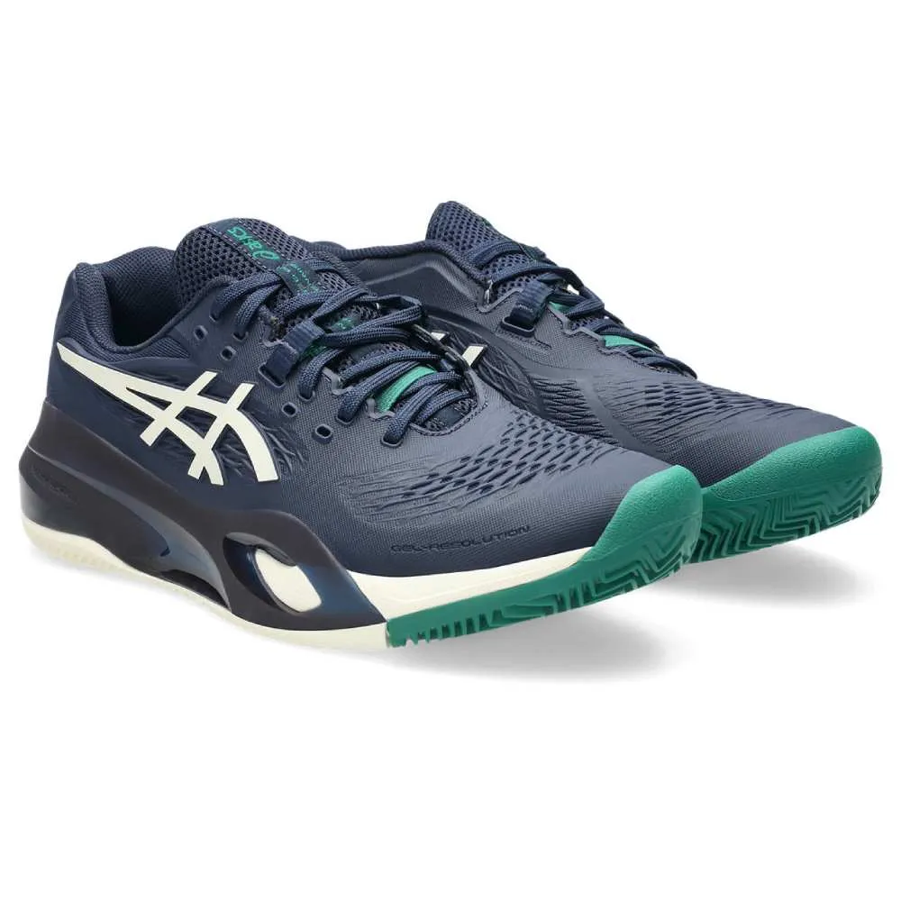 Asics Gel Resolution X Clay Men's Tennis Shoe (Midnight/Cream) Padded collar Lightweight Upper
