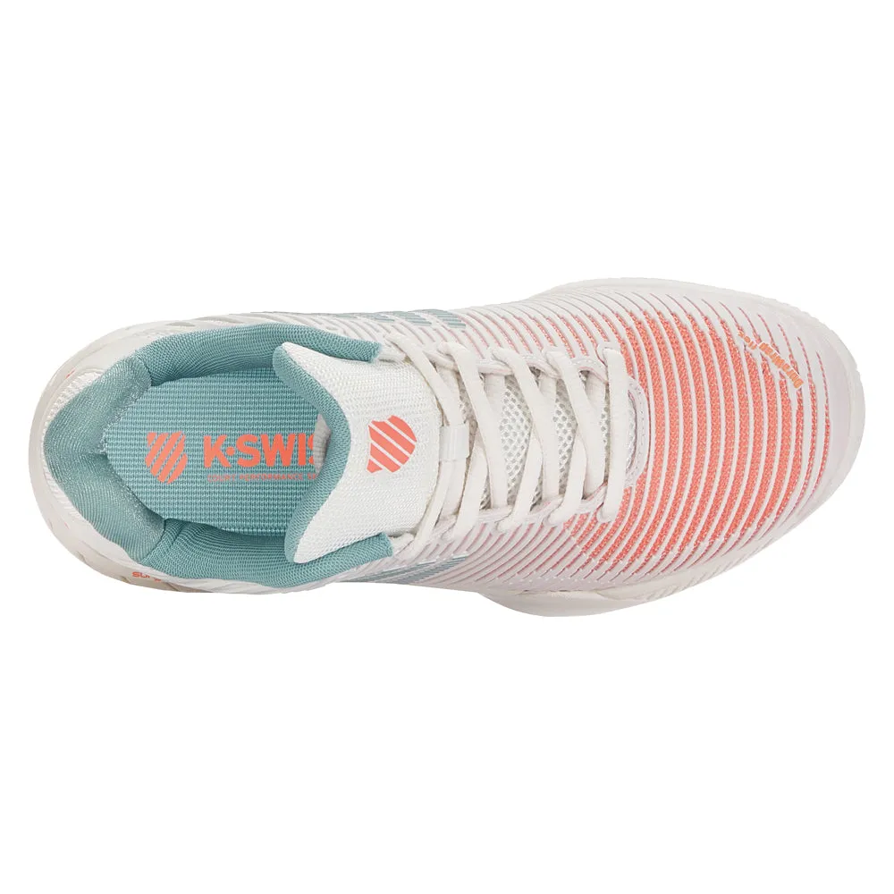 Padded collar Long distance K-Swiss Hypercourt Express 2 HB Tennis Shoes (Ladies) - Blanc/Nile Blue/Desert Flower