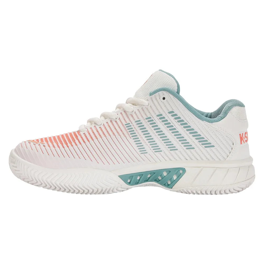 Exercise Ready K-Swiss Hypercourt Express 2 HB Tennis Shoes (Ladies) - Blanc/Nile Blue/Desert Flower