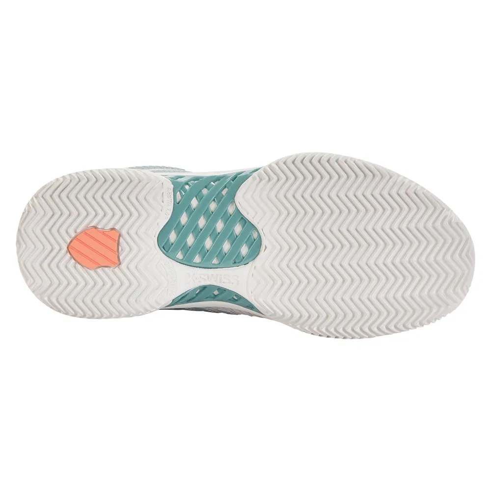 K-Swiss Hypercourt Express 2 HB Tennis Shoes (Ladies) - Blanc/Nile Blue/Desert Flower Odor Resistant