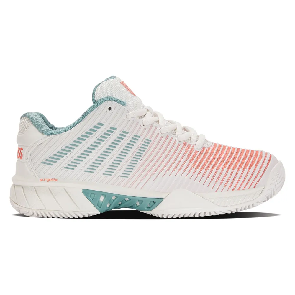 K-Swiss Hypercourt Express 2 HB Tennis Shoes (Ladies) - Blanc/Nile Blue/Desert Flower Lightweight Upper young adults