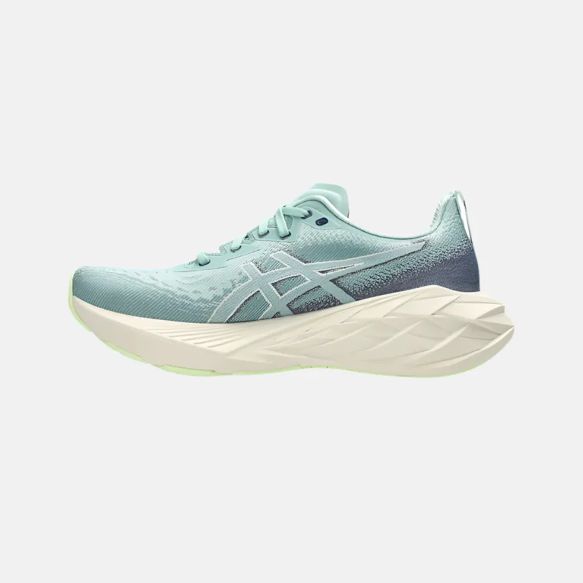 ASICS NOVABLAST 4 Men's Running Shoes - Light Celadon/Blue Expanse hybrid shoes running in a suburban area shoes