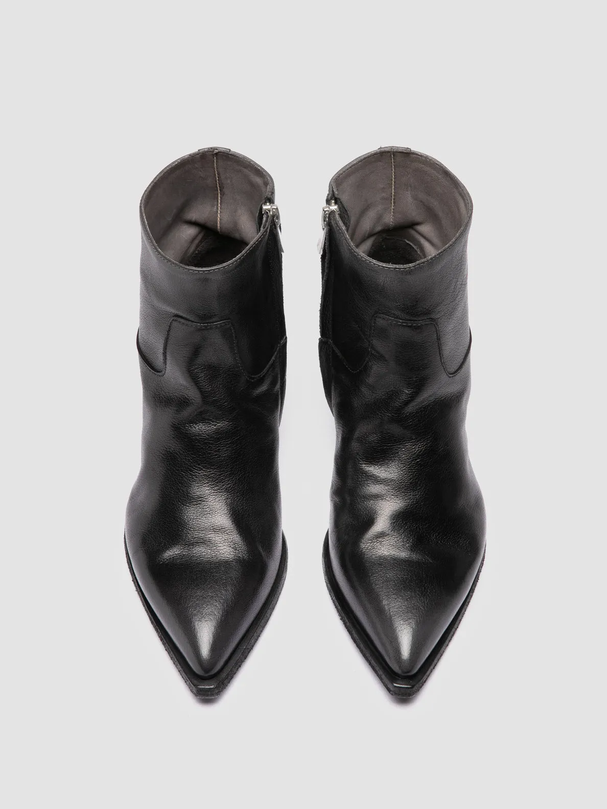 NOELIE DD 102 - Black Leather Zip Boots Pure Black