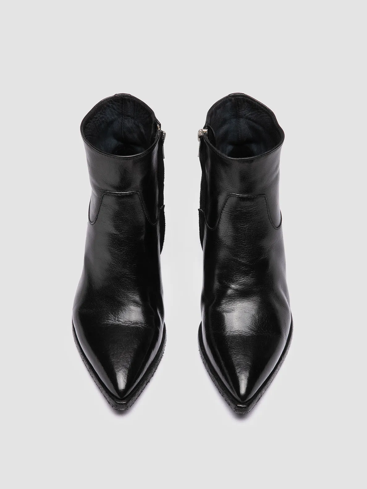 NOELIE DD 102 - Black Leather Zipped Boots Stud Cool