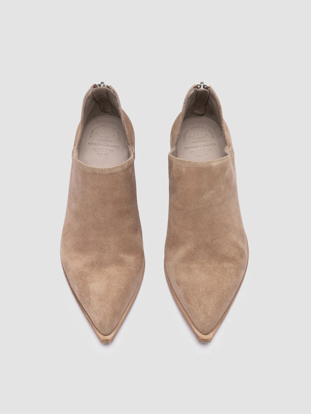 NOELIE DD 106 -Taupe Suede Zipped Boots lightweight fabric Game Ready