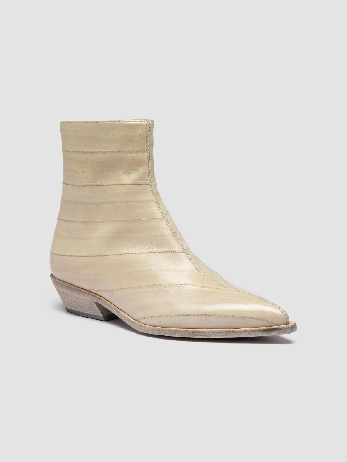 Wool Warm Elegant Mood NOELIE DD 109 - Off White Leather Zipped Boots
