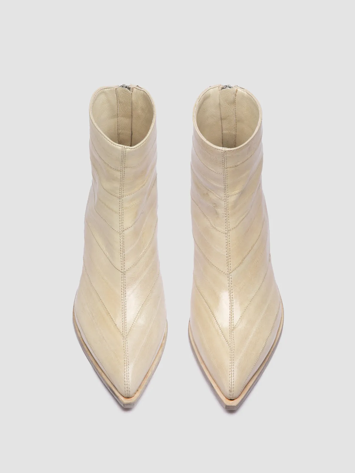 NOELIE DD 109 - Off White Leather Zipped Boots Dry Base