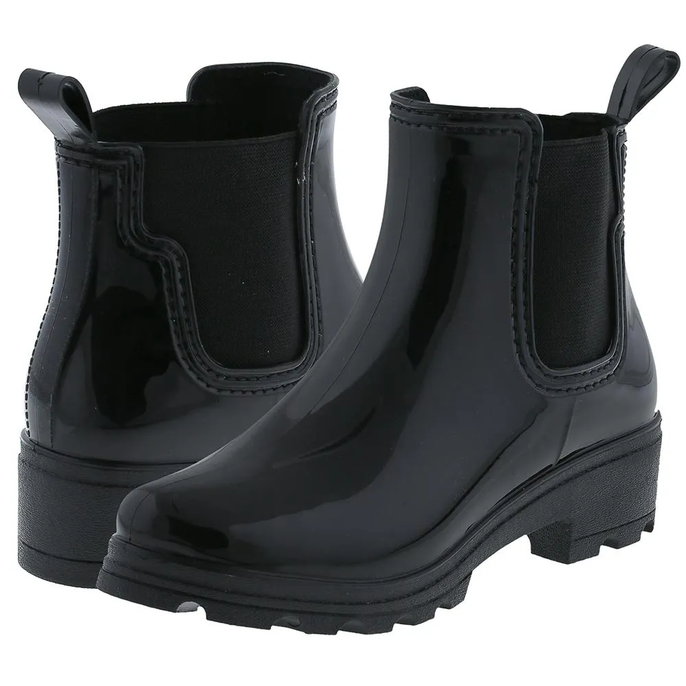 soft fit Chic Footwear Ladies Jodhpur Rain Boot with Shiny Upper and Elastic Gores