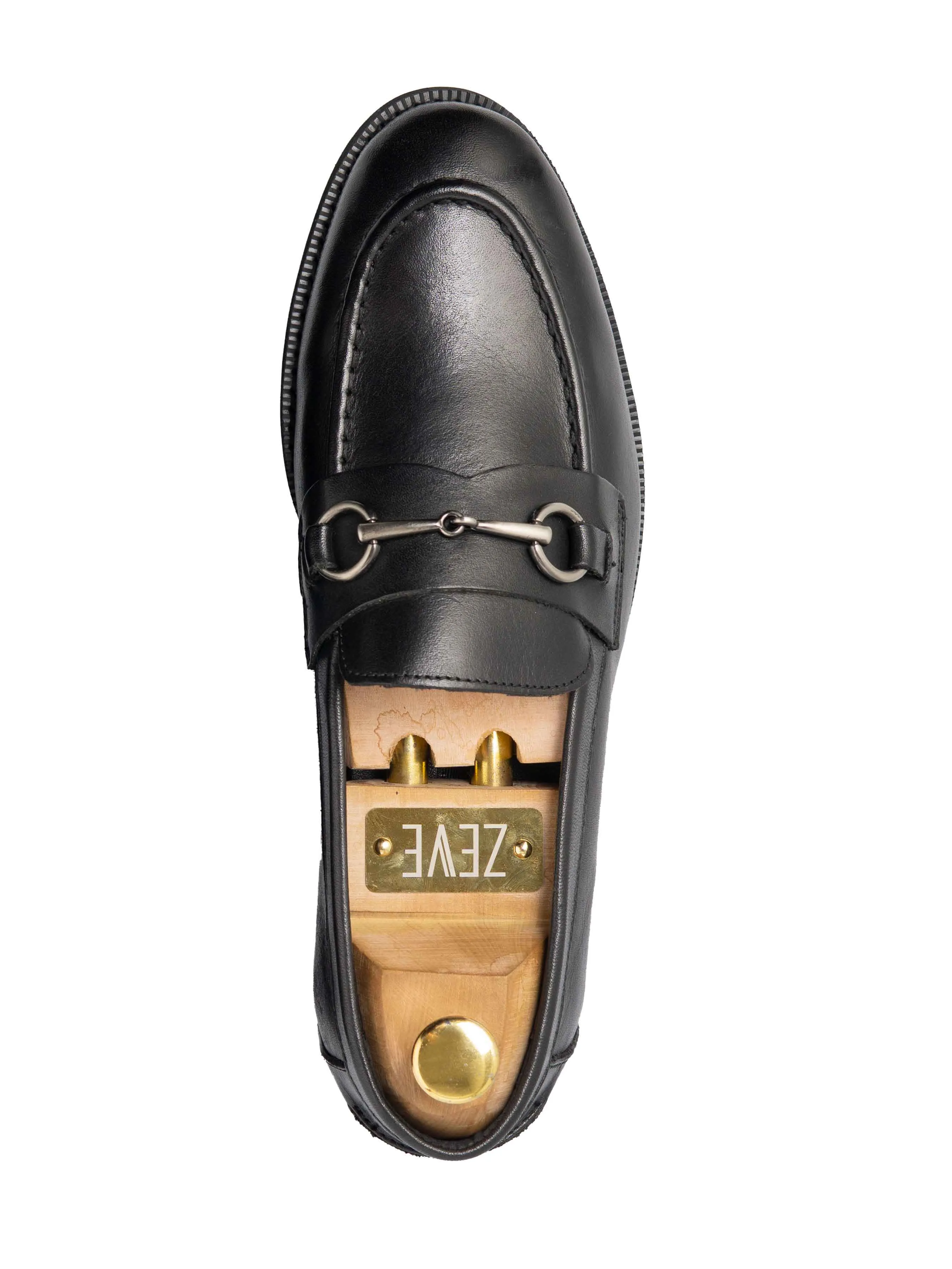Penny Loafer Horsebit Silver Buckle - Black Leather (Crepe Sole) Coffee Spot