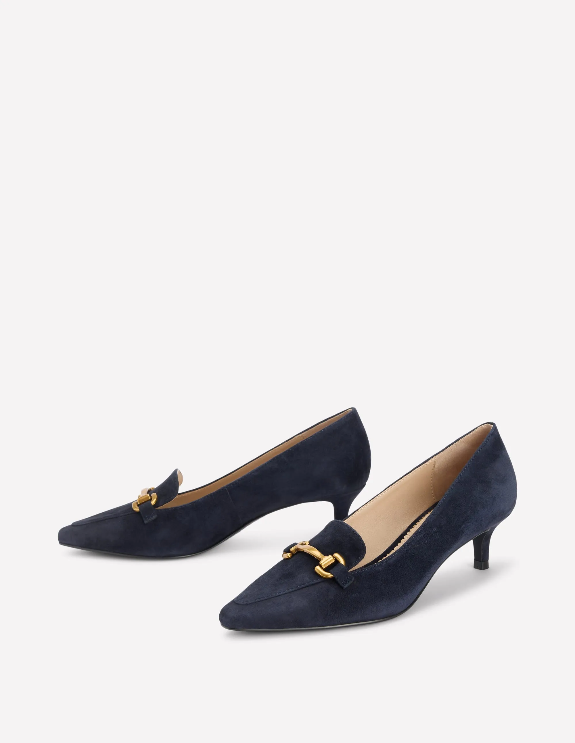 Stylish Casuals Iris Heel Snaffle Point Loafer-Navy