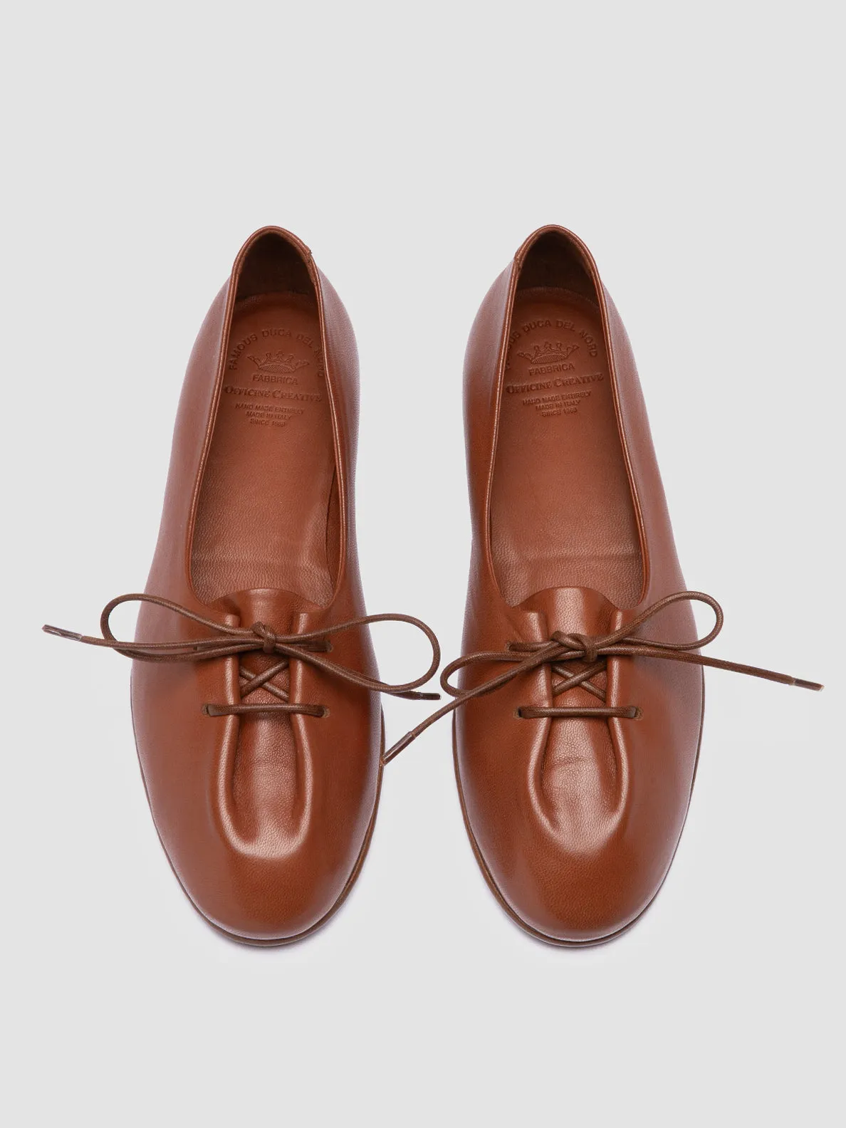 OLIVER 102 - Brown Leather Ballerina Shoes Year Trust Media Pop