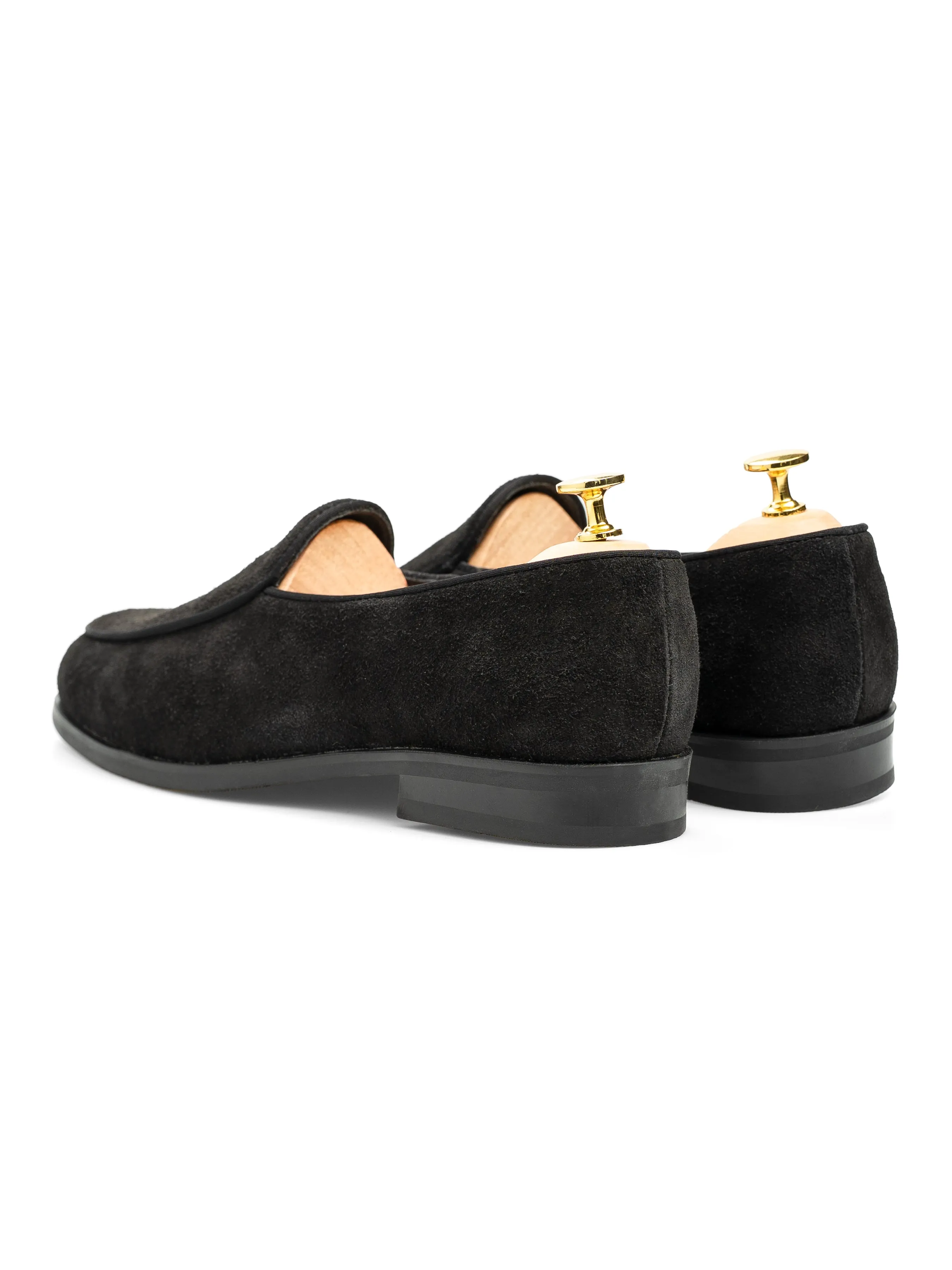 Belgian Loafer - Black Suede Leather Relaxed Office Shoes Soft Safe