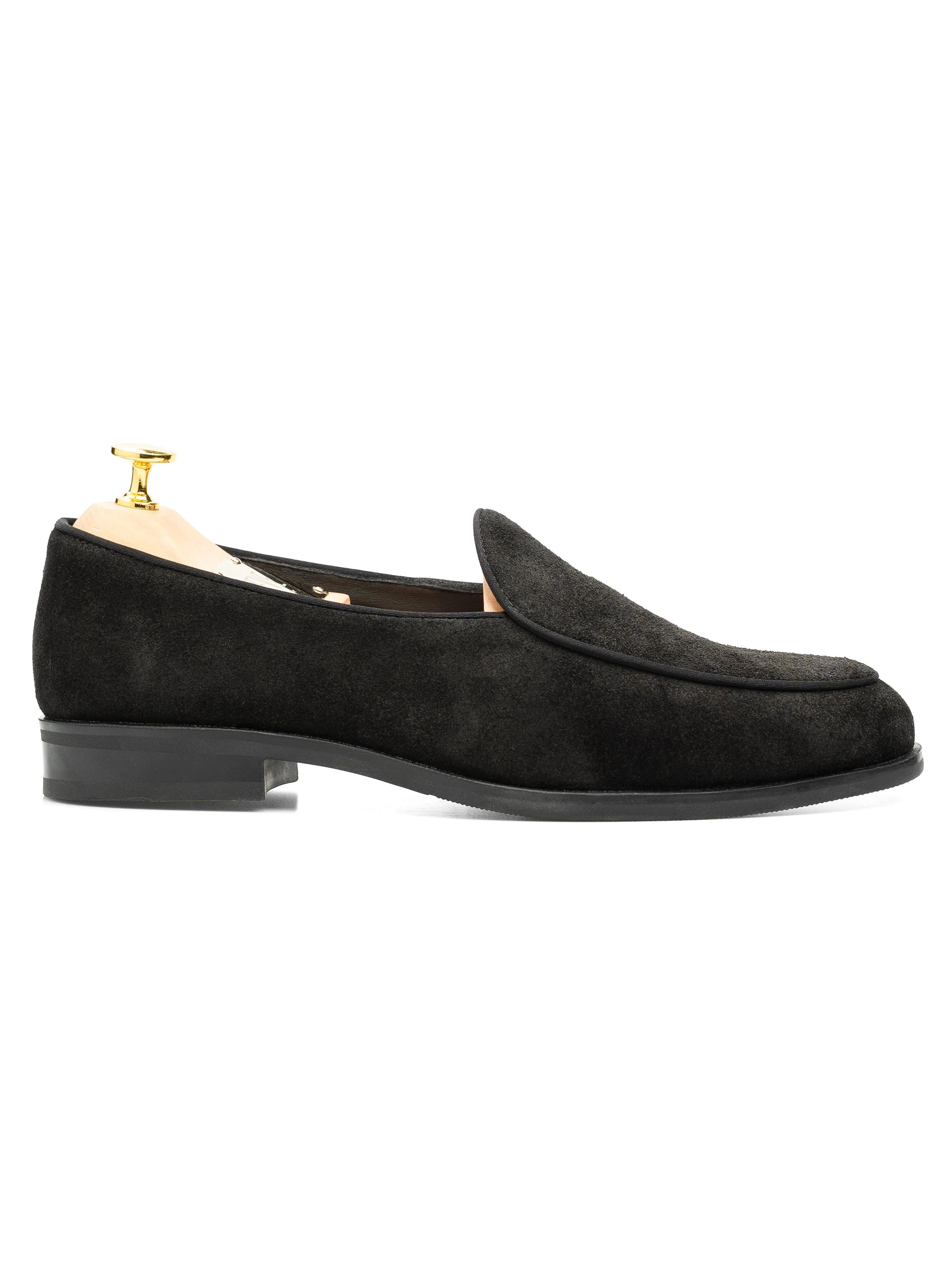 Party Ease Tight Fit Belgian Loafer - Black Suede Leather