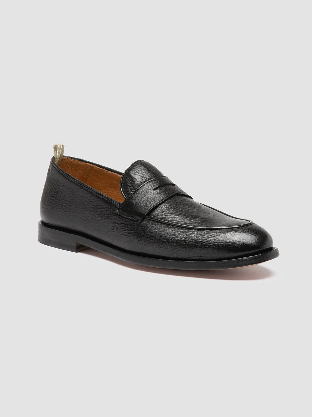 OPERA 001 - Black Leather Penny Loafers Firm Safe Step Hold