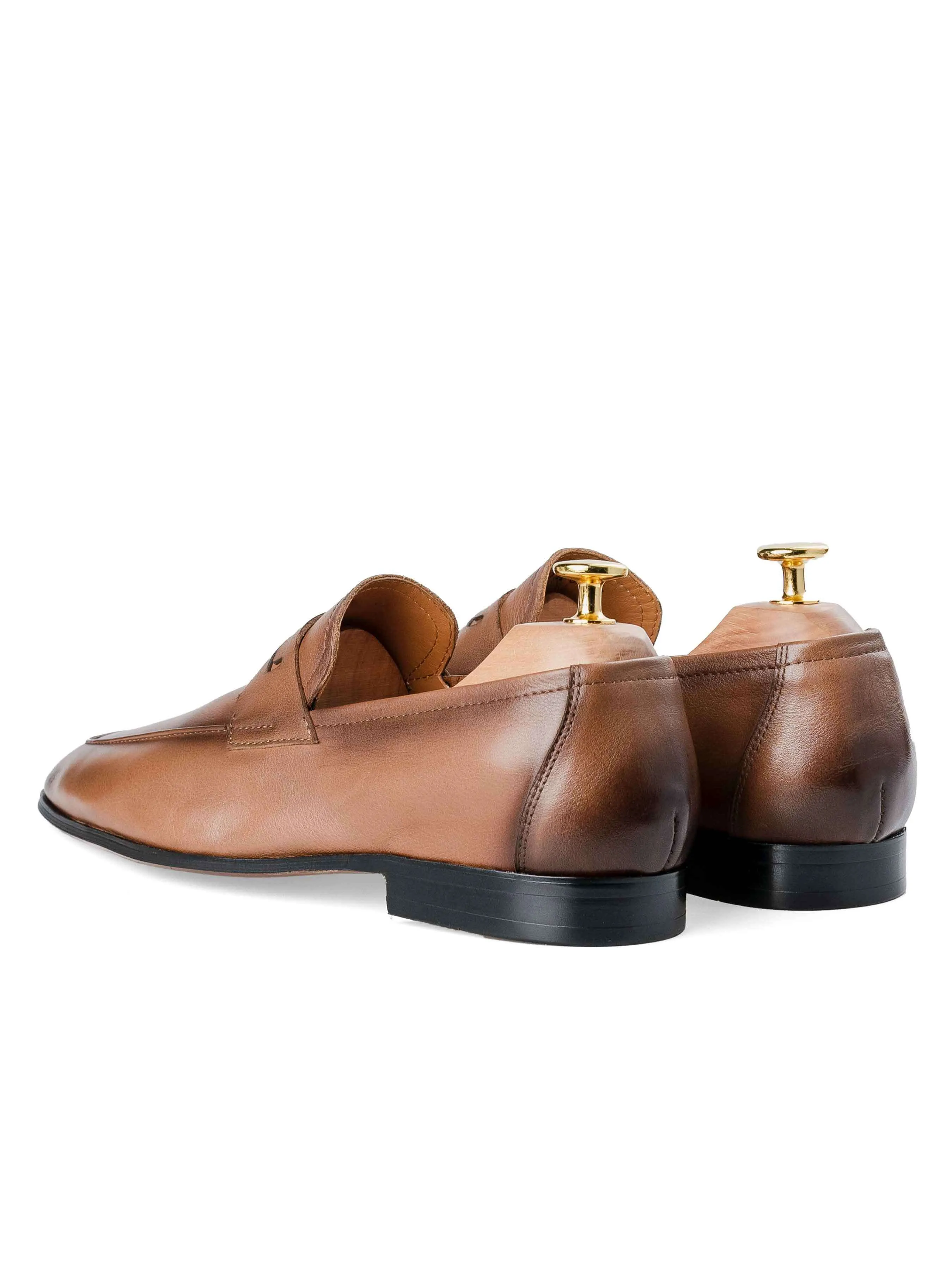 Martino Penny Loafer - Coffee (Hand Painted Patina) Fresh Walk Trendy Comfort