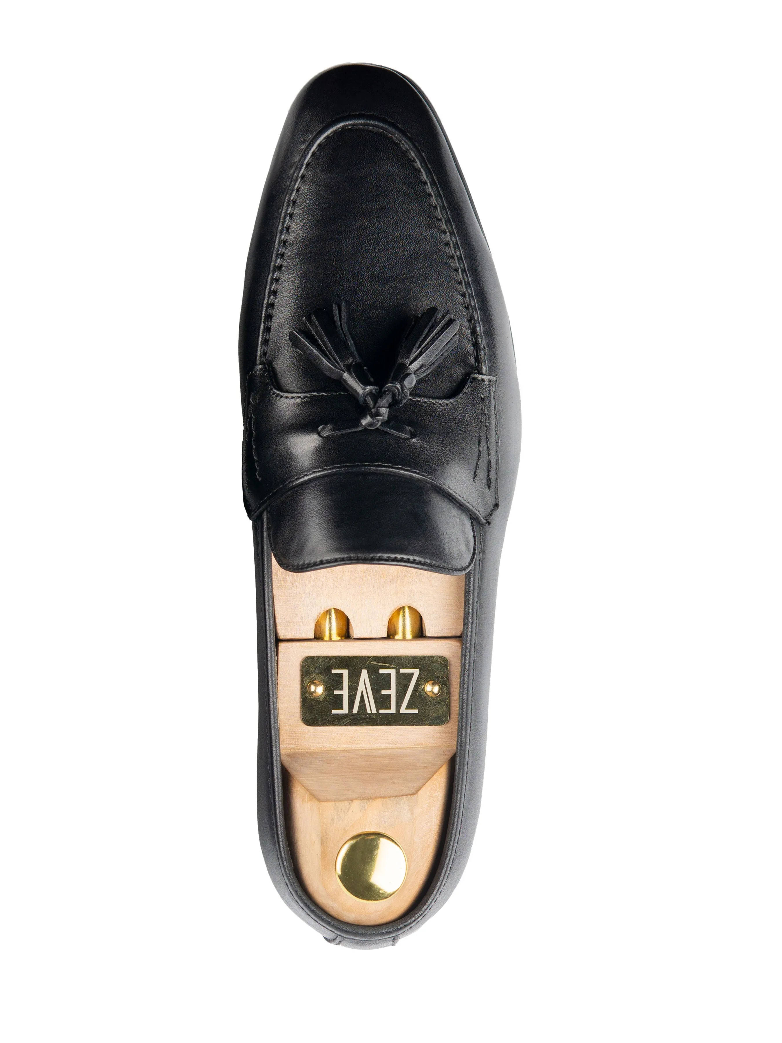 Practical Comfort Tassel Loafer Wing Strap - Solid Black