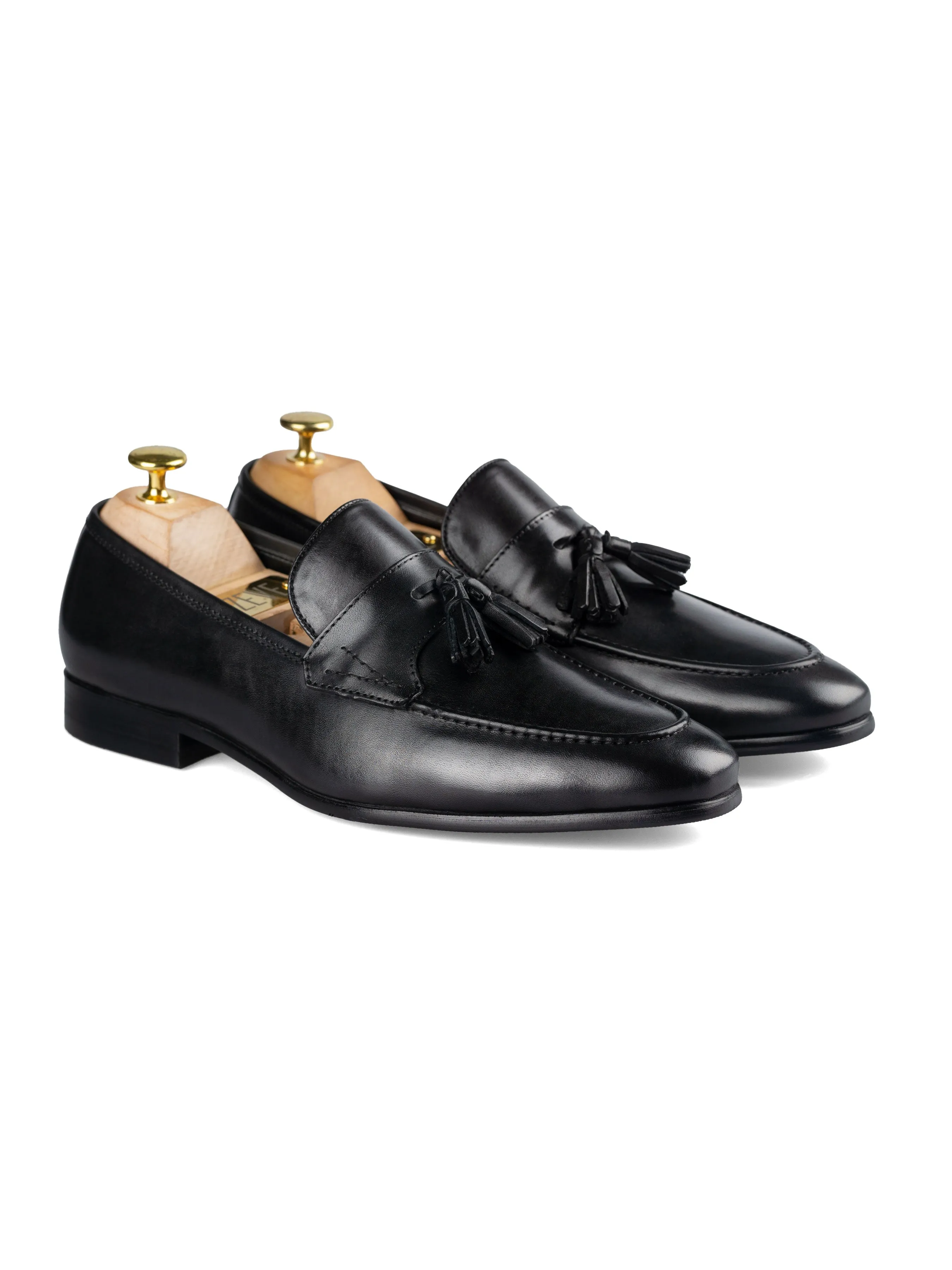 Lightweight Tassel Loafer Wing Strap - Solid Black