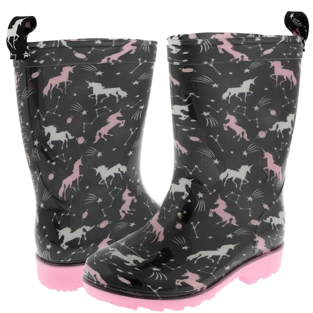 Quick Step Fit Girls Outer Space Unicorn Rain Boot