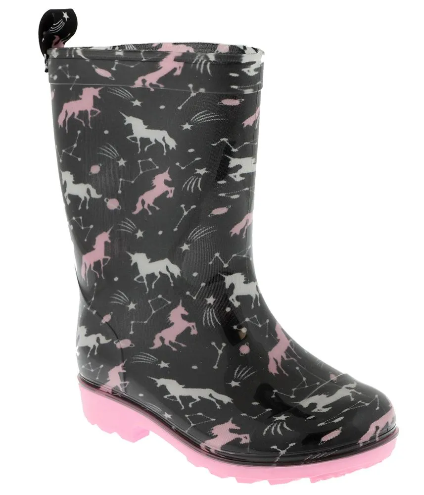 City Step Comfort Active Footwear Girls Outer Space Unicorn Rain Boot