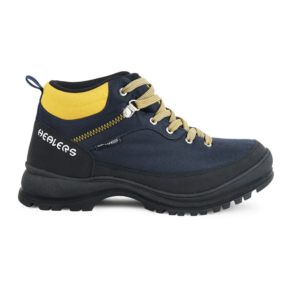 Grip Pattern Healers Sports Trekking Navy Blue Lacing Shoes For Men RACE-1 By Liberty
