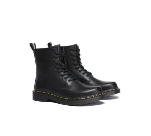 Cold Weather Trail Weatherproof Winter EVERAU? Women Leather Lace Up Black Chunky Boots Simona