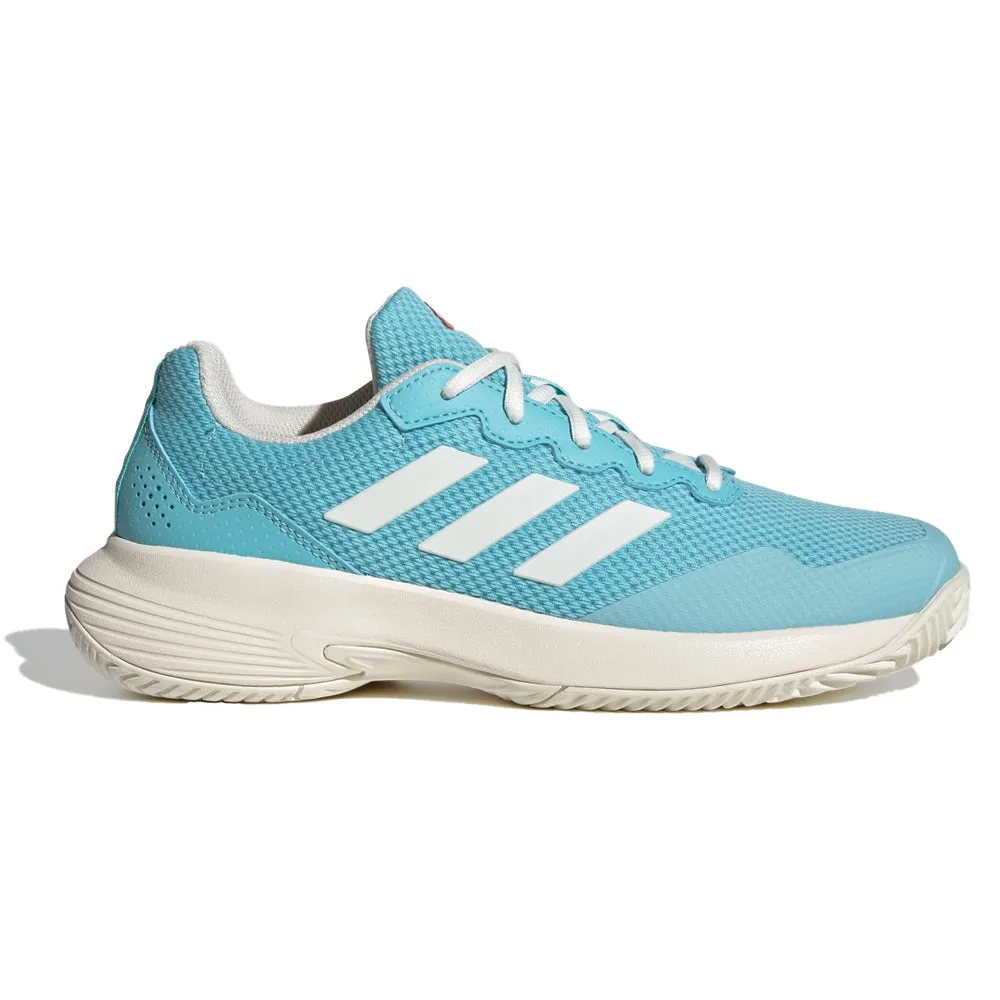 adidas GameCourt 2 All Court Tennis Shoes (Ladies) - Light Aqua/Off White/Bright Red Dry Lining Shock absorption