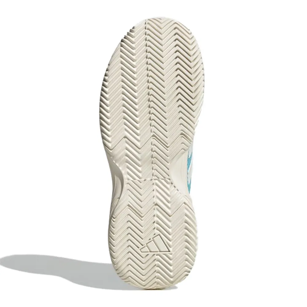 adidas GameCourt 2 All Court Tennis Shoes (Ladies) - Light Aqua/Off White/Bright Red Quick lacing