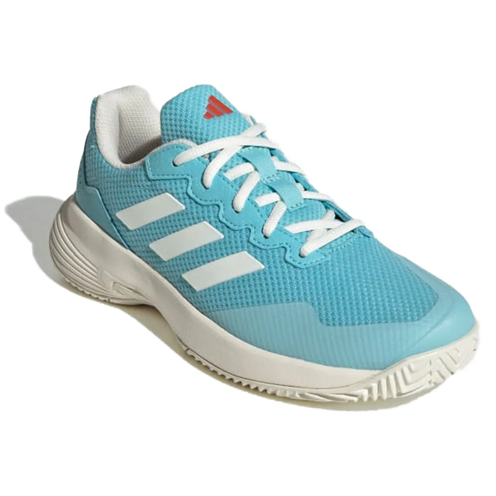adidas GameCourt 2 All Court Tennis Shoes (Ladies) - Light Aqua/Off White/Bright Red Agility Support Outdoor