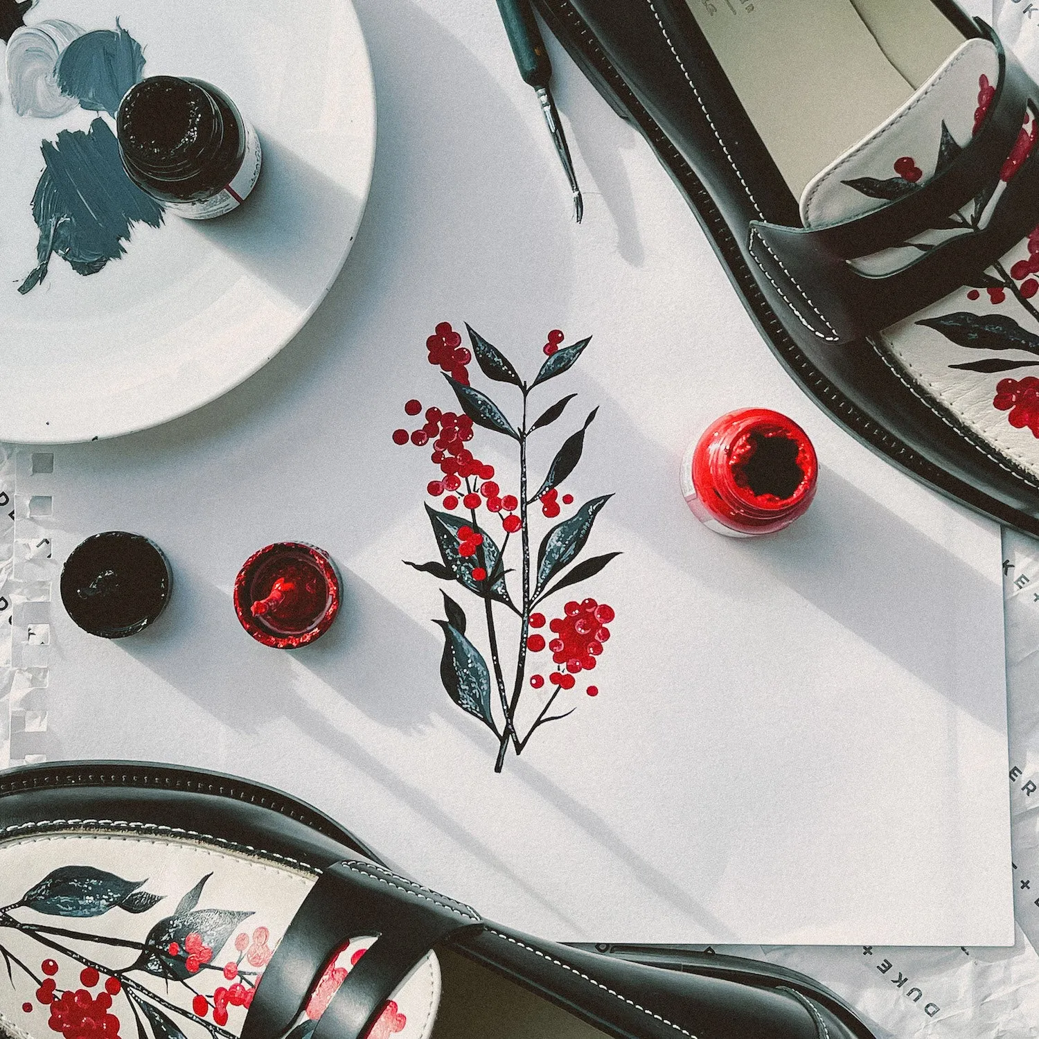 Clean White French Soft Wilde Hand-Painted Berry Penny Loafer - Men's