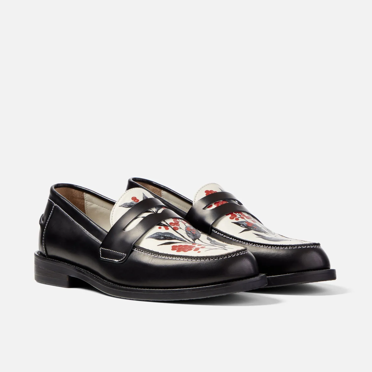 Wilde Hand-Painted Berry Penny Loafer - Men's Firm Lock