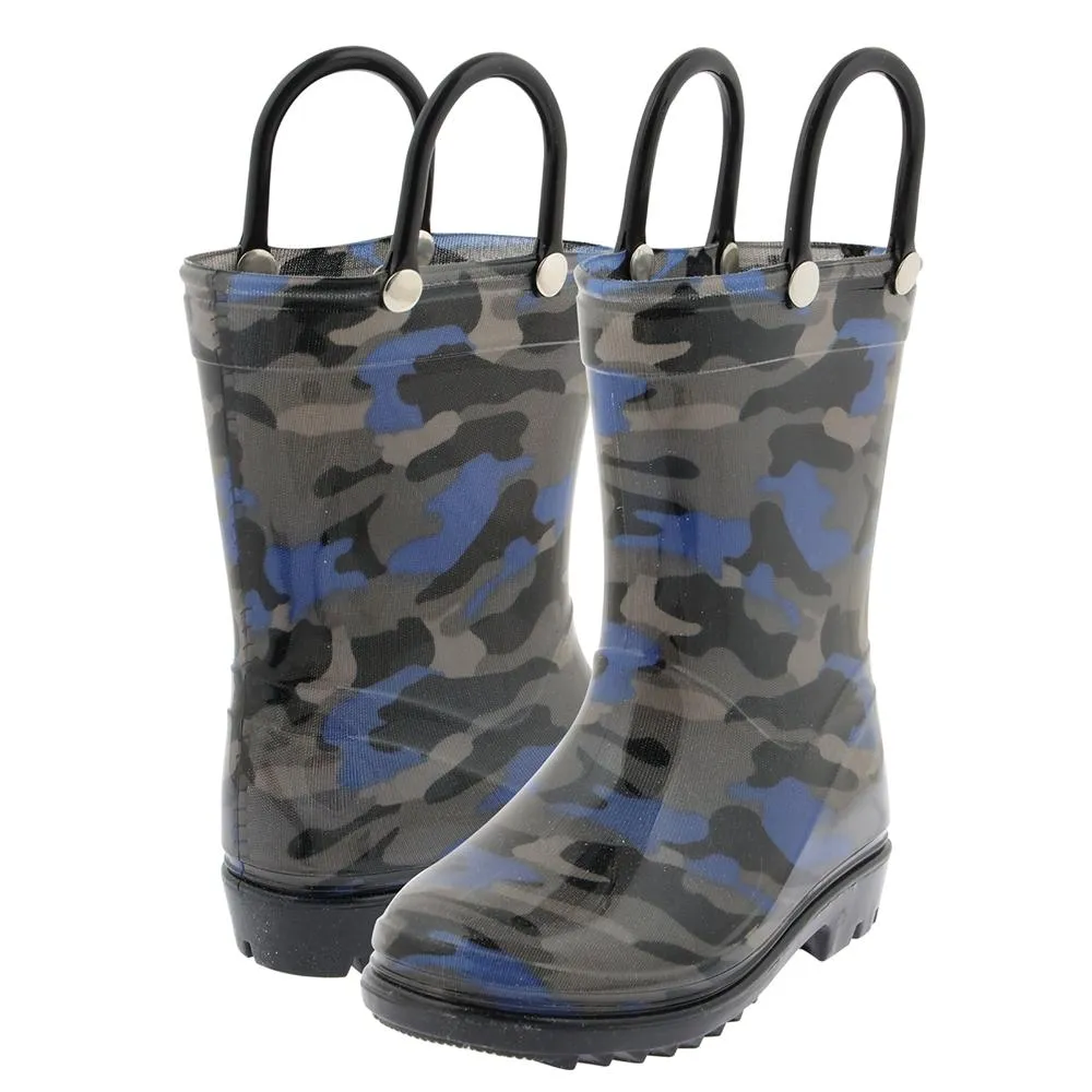 Weatherproof Style Quick Fit Toddler Boys Shiny Camo Printed Rain Boot