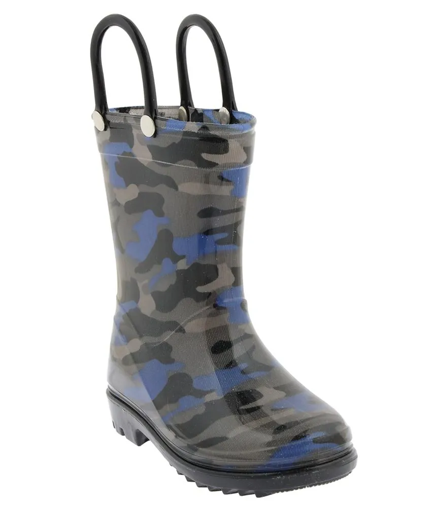 All Season Boots Trendy Waterproof Toddler Boys Shiny Camo Printed Rain Boot