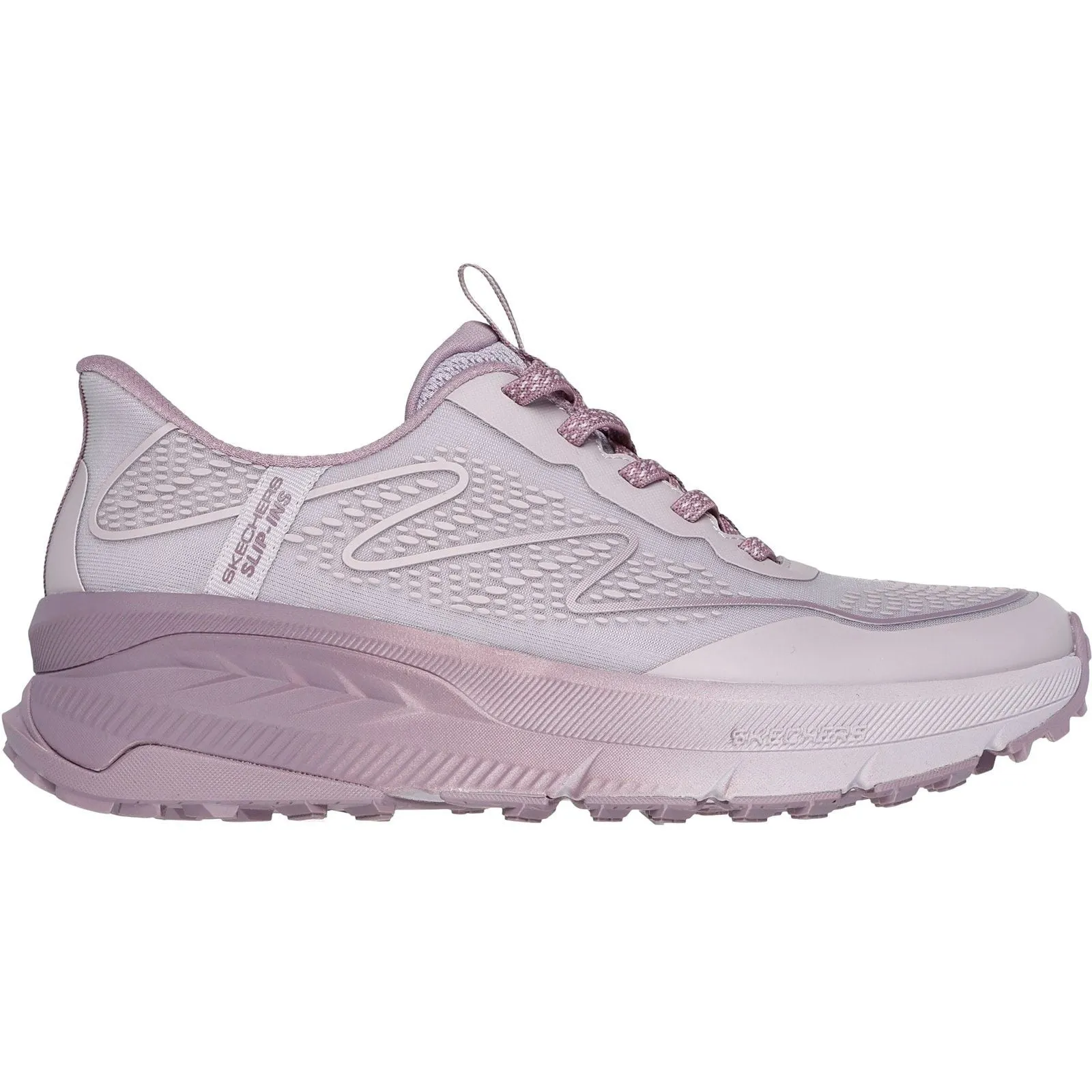 Skechers Womens Switch Back Mist Hiking Shoes Pink/Multi Natural Grip