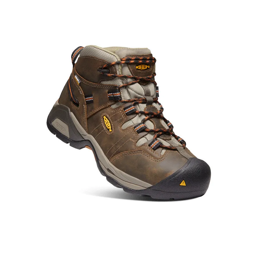 Secure Step Design Weatherproof Boot Men's Detroit XT Waterproof Boot (Soft Toe)  |  Black Olive/Leather Brown