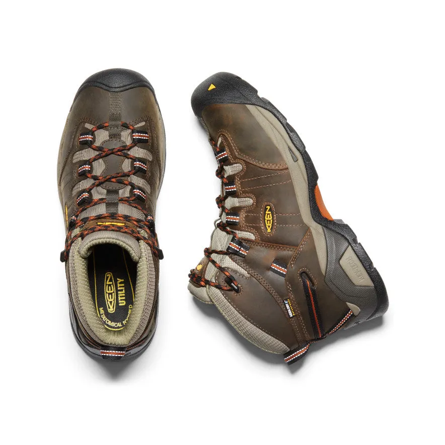 Mountain Support Men's Detroit XT Waterproof Boot (Soft Toe)  |  Black Olive/Leather Brown