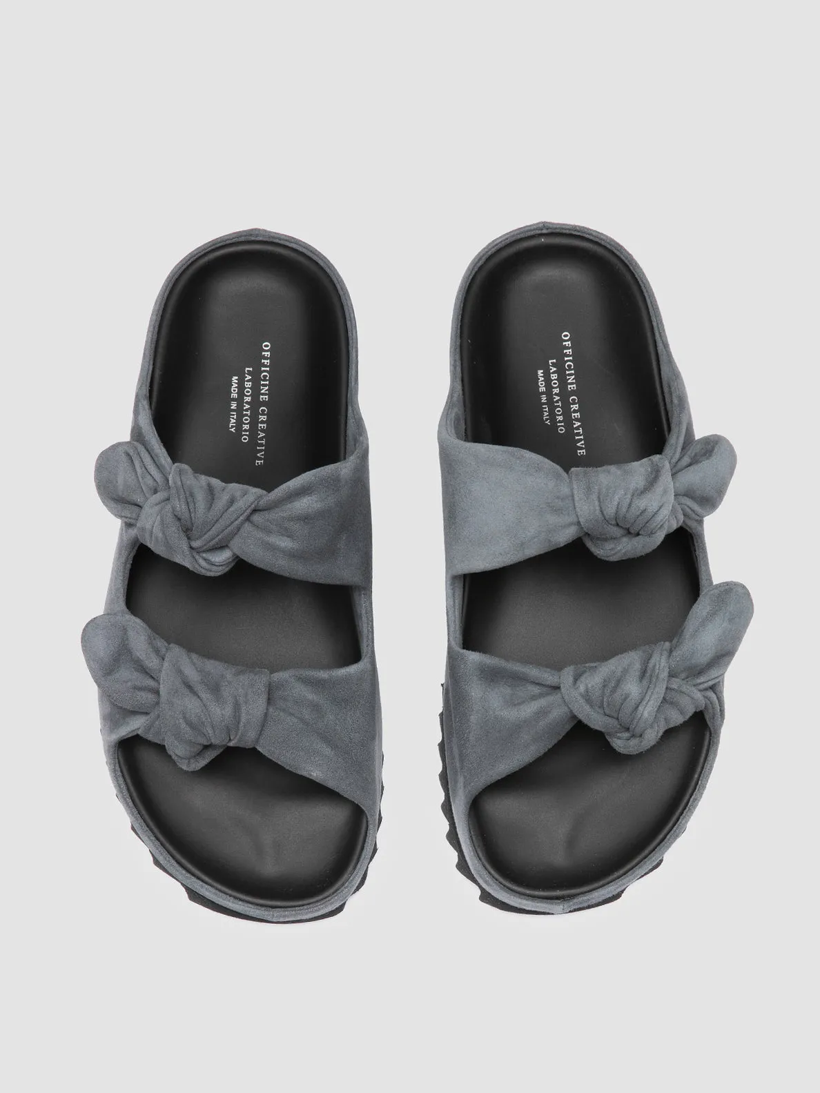 PELAGIE 021 - Blue Suede Slide Sandals Grip Hold